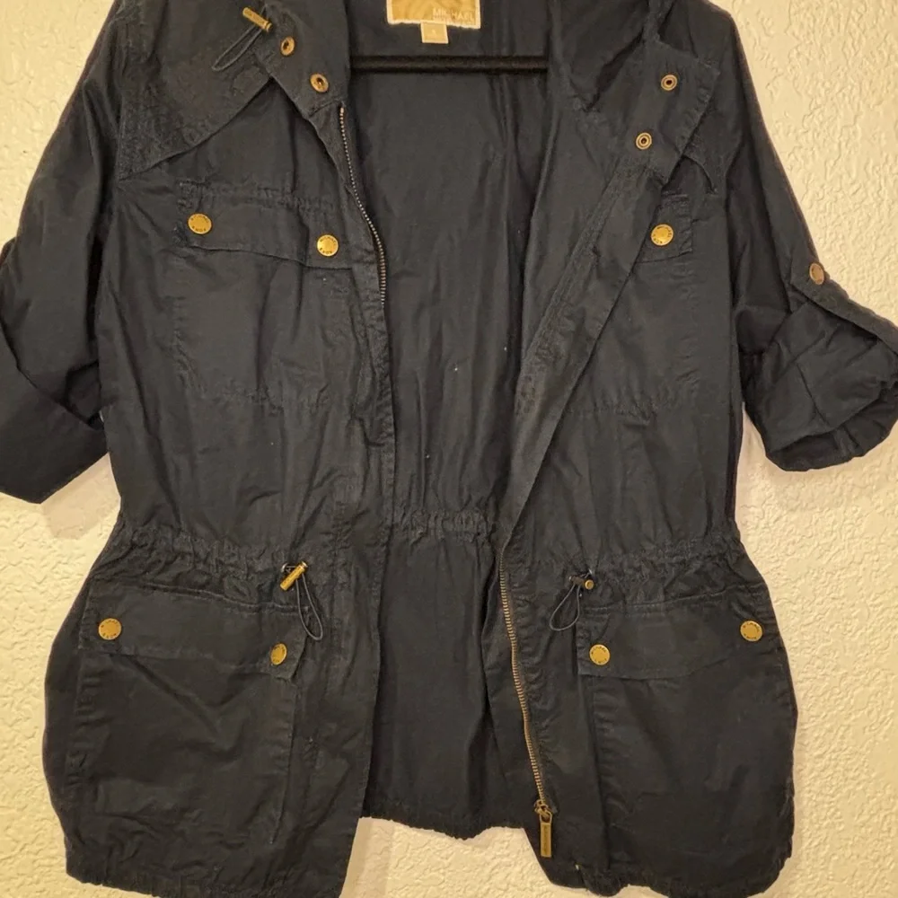 Michael Kors Dark Blue Utility Jacket with Gold Details - Picture 2 of 11